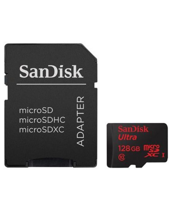 تصویر  کارت حافظه سن دیسک میکرو اس دی اچ سی 128 گیگابایت کلاس 10 با سرعت 48 مگابایت در ثانیه  به همراه آداپتور تبدیل