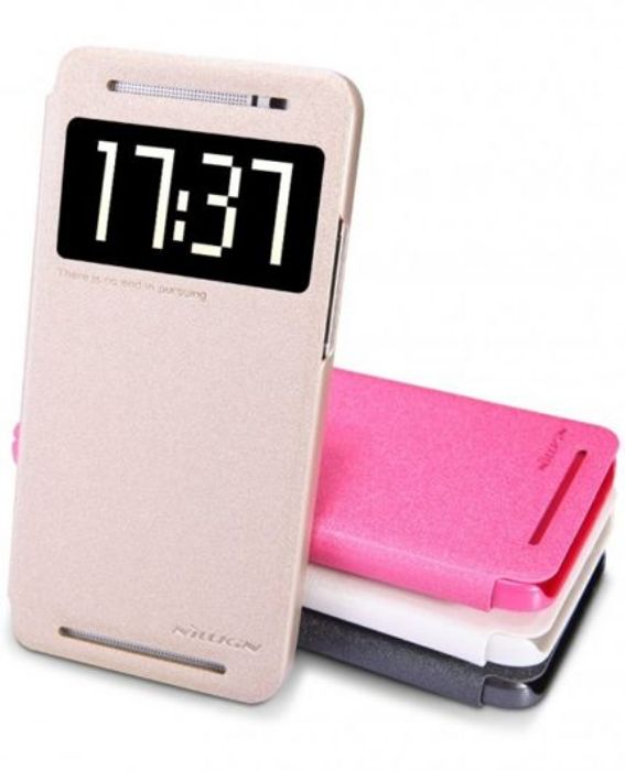 تصویر  کیف کلاسوری چرمی نیلکین مدل اسپارکل برای گوشی اچ تی سی وان ایی 8