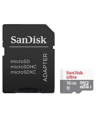 تصویر  کارت حافظه سن دیسک میکرو اس دی اچ سی 16 گیگابایت کلاس 10 با سرعت 48 مگابایت در ثانیه به همراه آداپتور تبدیل