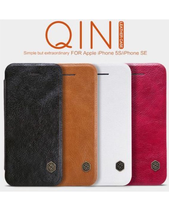 تصویر  کیف کلاسوری چرمی نیلکین مدل کیو آی ان برای گوشی اپل آیفون اس ایی