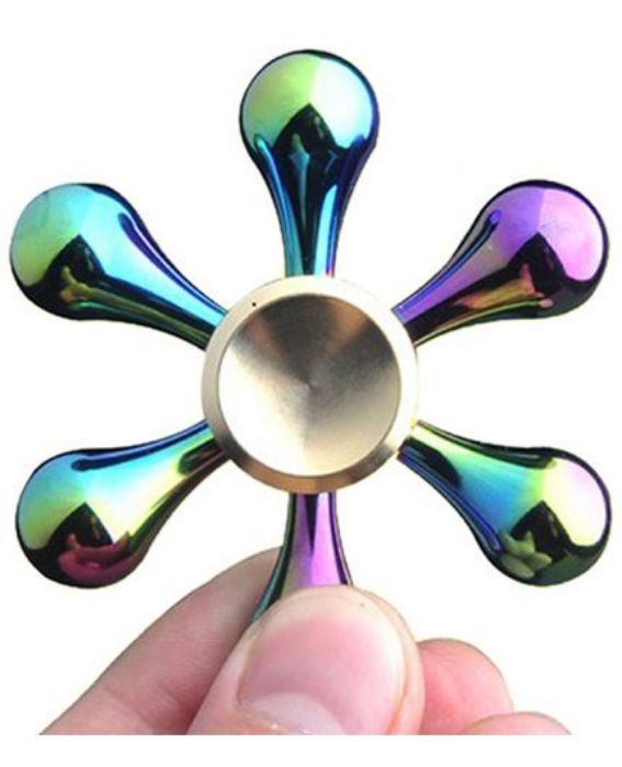 تصویر  اسپینر دستی فلزی مدل 6 پره مولکولی رنگین کمانی