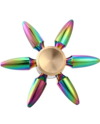 تصویر  اسپینر دستی فلزی مدل 6 پره فشنگی رنگین کمانی