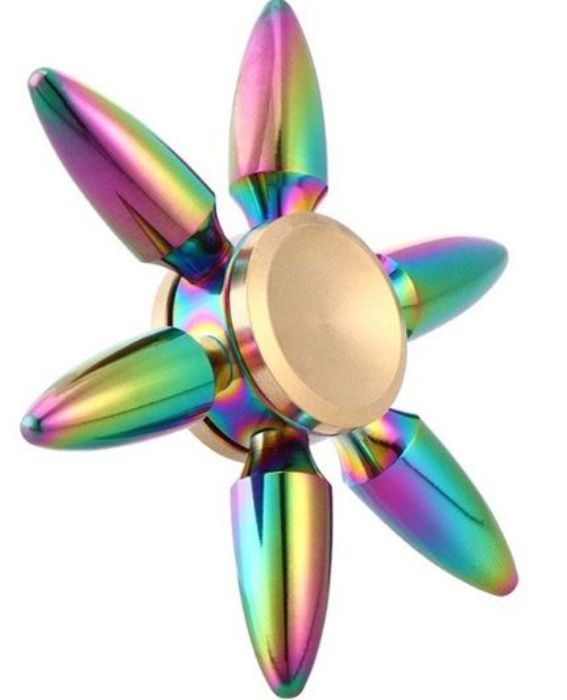 تصویر  اسپینر دستی فلزی مدل 6 پره فشنگی رنگین کمانی
