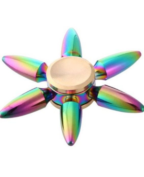 تصویر  اسپینر دستی فلزی مدل 6 پره فشنگی رنگین کمانی