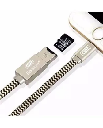 تصویر  کابل اتصال لایتنینگ و کارت خوان میکرو اس دی ارلدام برای آیفون و آیپد