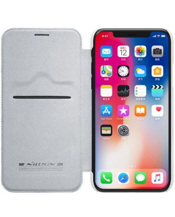 تصویر  کیف کلاسوری چرمی نیلکین مدل کیو آی ان برای گوشی اپل آیفون ایکس