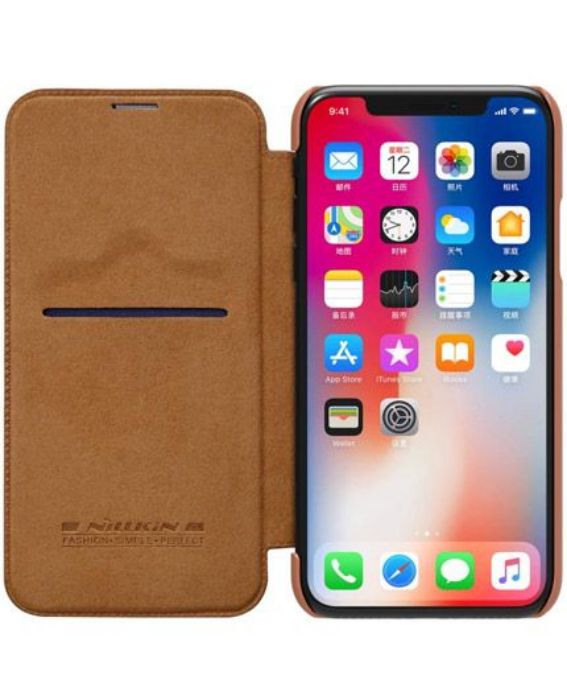 تصویر  کیف کلاسوری چرمی نیلکین مدل کیو آی ان برای گوشی اپل آیفون ایکس