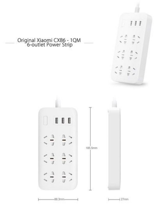 تصویر  شش راهی برق و شارژر شیائومی مدل CXB6-1QM