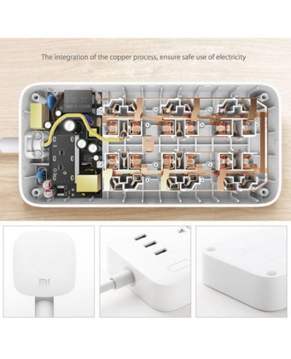 تصویر  شش راهی برق و شارژر شیائومی مدل CXB6-1QM