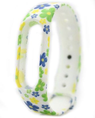 تصویر  بند طرح گل‌های سبز و زرد دستبند هوشمند شیائومی می بند 2