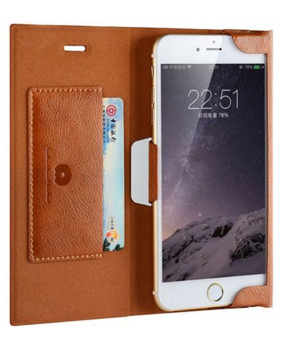 تصویر  کیف کلاسوری چرمی WUW برای گوشی اپل آیفون 6 پلاس، 6 اس پلاس، 7 پلاس و 8 پلاس