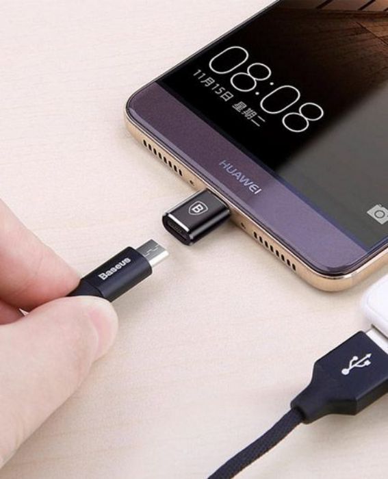 تصویر  تبدیل مادگی microUSB به نری USB Type-C بیسوس