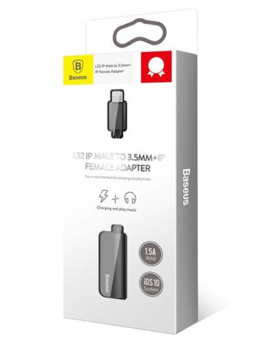 تصویر  تبدیل لایتنینگ به درگاه شارژ و جک 3.5 میلی‌متری هدفون بیسوس، برای شارژ و استفاده از هدفون به صورت همزمان