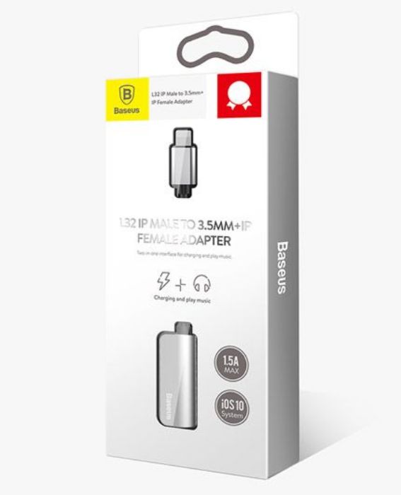 تصویر  تبدیل لایتنینگ به درگاه شارژ و جک 3.5 میلی‌متری هدفون بیسوس، برای شارژ و استفاده از هدفون به صورت همزمان