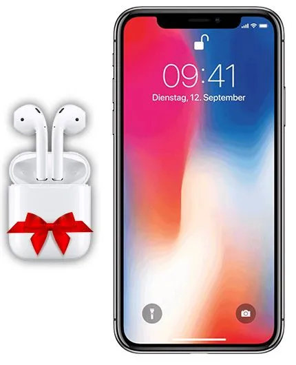 تصویر  گوشی موبایل اپل مدل آیفون X تک سیم کارت ظرفیت 64 گیگابایت رم 3 گیگابایت به همراه هندزفری بلوتوث اپل ایرپادز