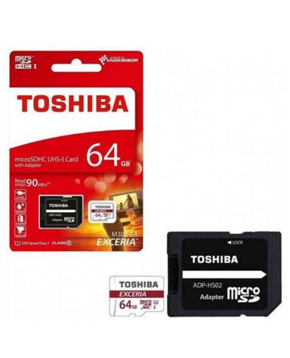 تصویر  کارت حافظه توشیبا میکرو اس دی اچ سی 64 گیگابایت کلاس 10 با سرعت 90 مگابایت در ثانیه به همراه آداپتور تبدیل