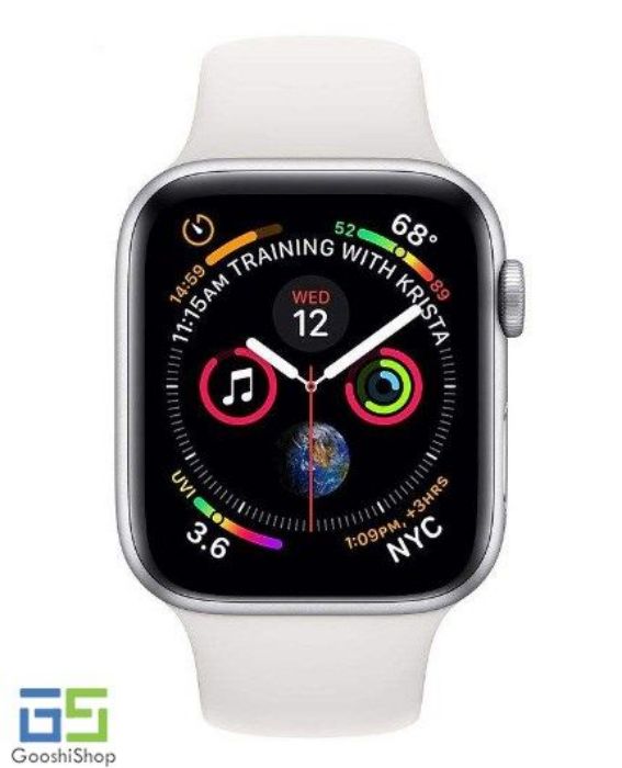 تصویر  ساعت هوشمند اپل واچ نسل چهارم 40 میلی‌‌متری نقره ای با بند اسپورت سفید