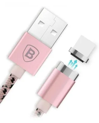 تصویر کابل مغناطیسی یک متری شارژ و انتقال اطلاعات USB به Lightning باسئوس مدل Insnap