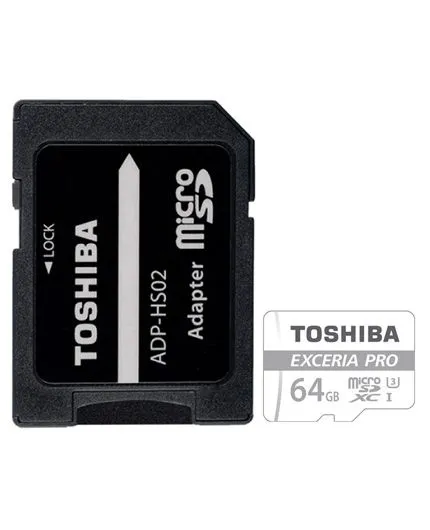 تصویر  کارت حافظه توشیبا میکرو اس دی ایکس سی 64 گیگابایت کلاس 10 با سرعت 95 مگابایت در ثانیه به همراه آداپتور تبدیل
