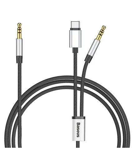 تصویر  کابل 1.2 متری تبدیل USB Type-C به خروجی صوتی 3.5mm باسئوس مدل L38