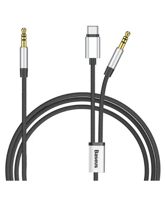 تصویر  کابل 1.2 متری تبدیل USB Type-C به خروجی صوتی 3.5mm باسئوس مدل L38