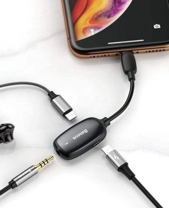 تصویر  تبدیل 1 به 3، لایتنینگ به جک 3.5 میلی‌متری هدفون و 2 ورودی لایتنینگ، باسئوس مدل L51