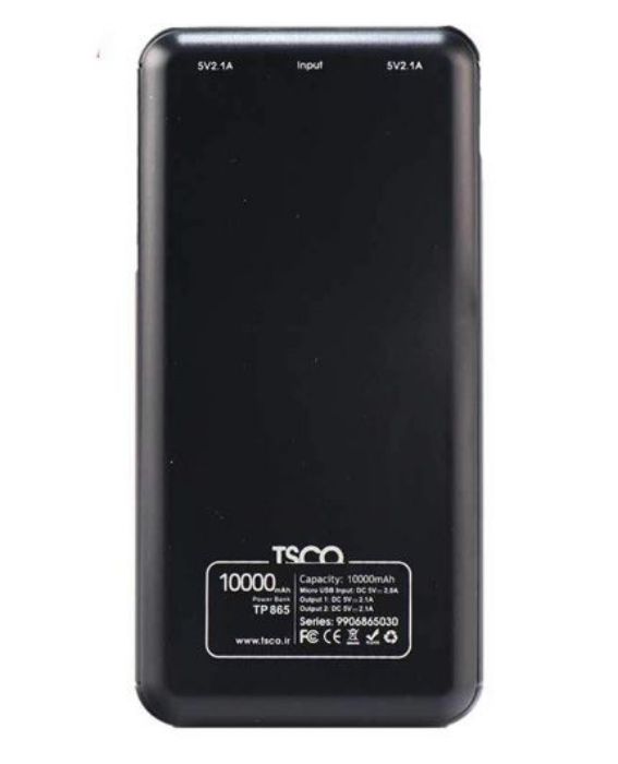 تصویر  پاوربانک تسکو مدل TP 865 ظرفیت 10000 میلی آمپر ساعت