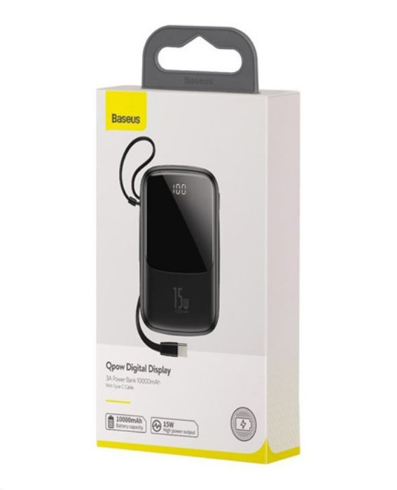 تصویر  پاوربانک باسئوس مدل PPQD-A01 ظرفیت 10000 میلی آمپر ساعت همراه با کابل Type-C