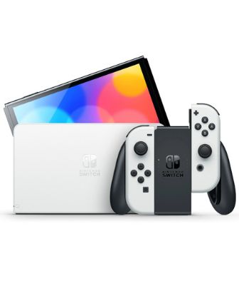 تصویر  کنسول بازی نینتندو مدل Switch White OLED با دسته بازی (جوی‌کان) سفید