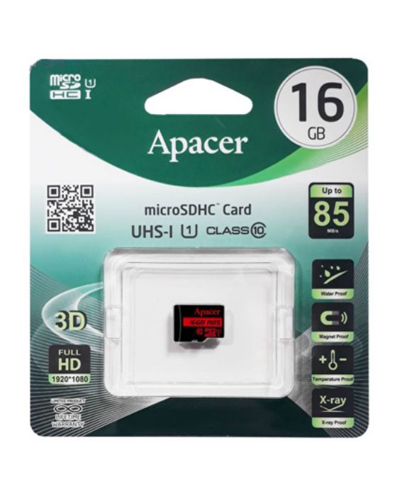 تصویر  کارت حافظه 16 گیگابایت اپیسر microSDHC کلاس 10 با سرعت 85 مگابایت در ثانیه مدل AP16G