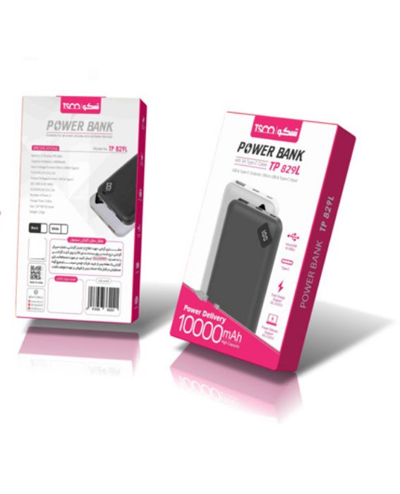 تصویر  پاوربانک تسکو مدل TP 829 ظرفیت 10000 میلی آمپر ساعت