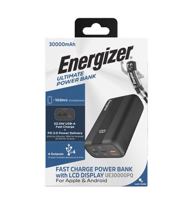 تصویر  پاوربانک انرجایزر مدل UE30000PQ ظرفیت 30000 میلی آمپر ساعت