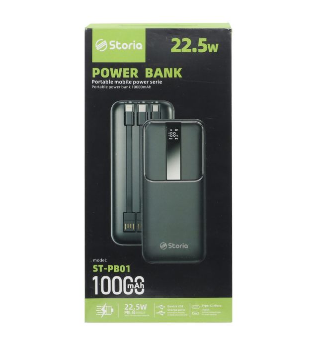 تصویر  پاوربانک استوریا مدل ST-PB01 22.5W ظرفیت 10000 میلی آمپر ساعت