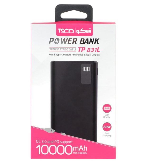 تصویر  پاوربانک تسکو مدل TP 831L ظرفیت 10000 میلی آمپر ساعت