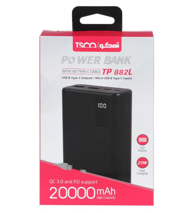تصویر  پاوربانک تسکو مدل 882L ظرفیت 20000 میلی آمپر ساعت