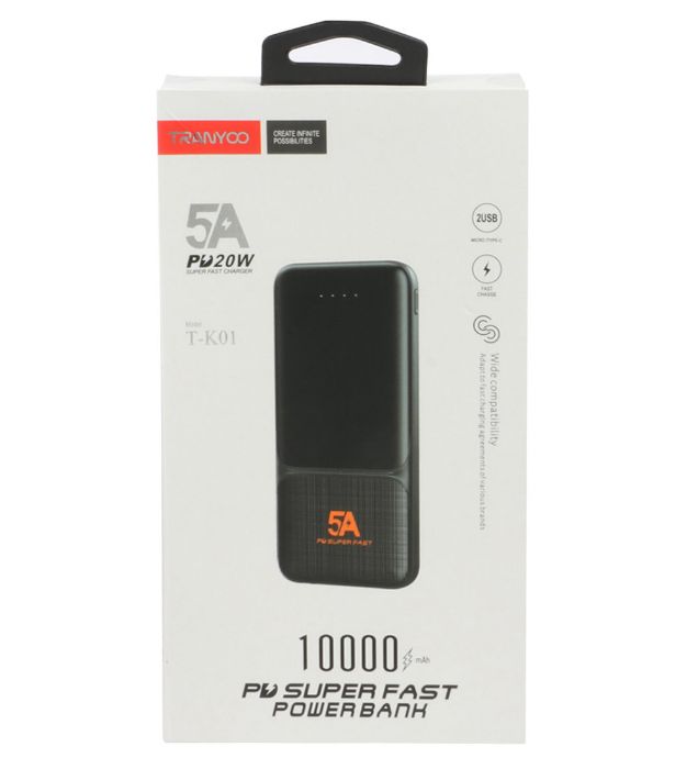 تصویر  پاوربانک ترانیو مدل T-K01 20W ظرفیت 10000 میلی آمپر ساعت