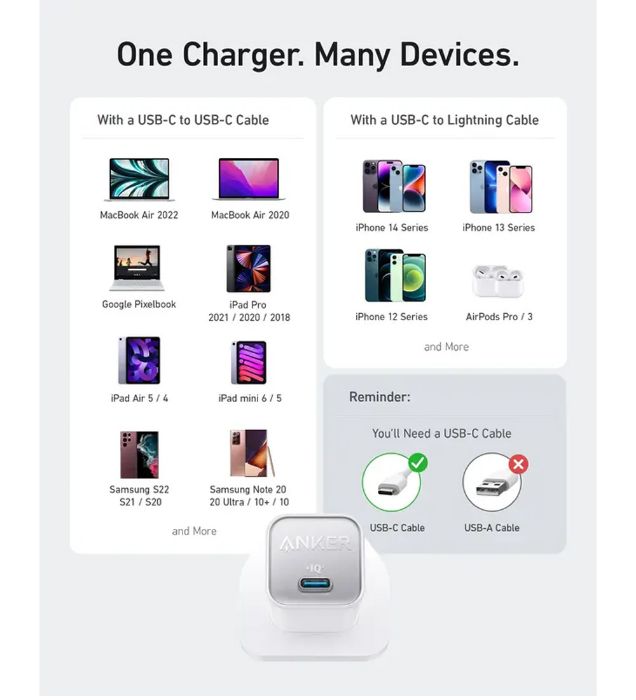 تصویر  شارژر دیواری انکر 30 وات مدل Nano 3 511 A2147