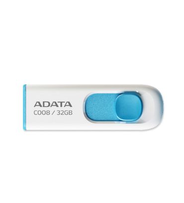 فلش مموری ای دیتا 32 گیگابایت مدل C008 CLASSIC USB 2.0 (سفید آبی)