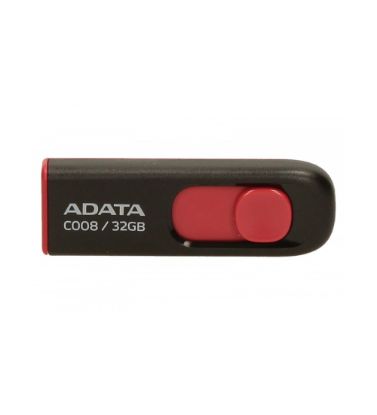 تصویر  فلش مموری ای دیتا 32 گیگابایت مدل C008 CLASSIC USB 2.0 (مشکی قرمز)