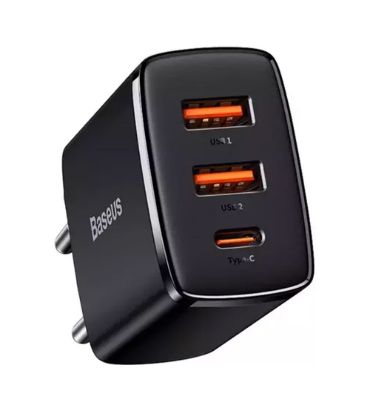 شارژر دیواری باسئوس 30 وات مدل Compact CCXJ-E01 (سه پورت )