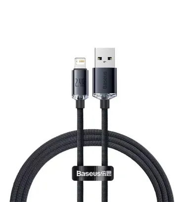 تصویر  کابل 2 متری شارژ USB به Lightning باسئوس مدل Crystal Shine Series CAJY0001