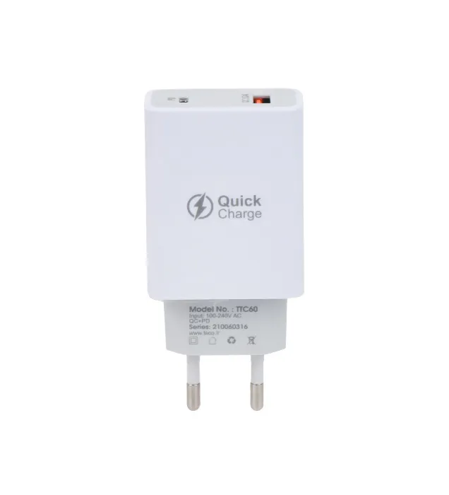 تصویر  شارژر دیواری تسکو مدل TTC 60 با کابل USB Type-C (دو پورت)