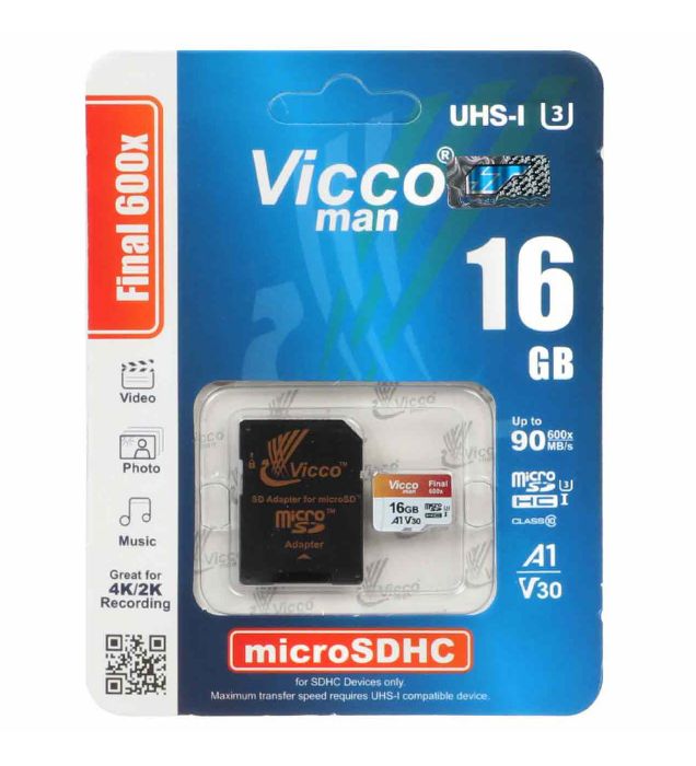 تصویر  کارت حافظه 16 گیگابایت ویکومن فاینال microSDXC کلاس 10 با سرعت 90 مگابایت در ثانیه به همراه آداپتور تبدیل تصویر  کارت حافظه 16 گیگابایت ویکومن فاینال microSDXC کلاس 10 با سرعت 90 مگابایت در ثانیه به همراه آداپتور تبدیل