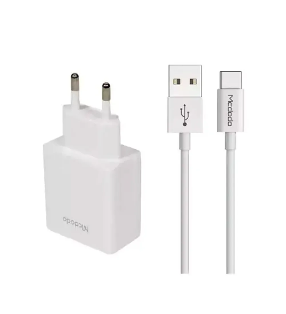 تصویر  شارژر دیواری مک دودو 12 وات مدل CH-3972 با کابل USB به Type-C (دو پورت)