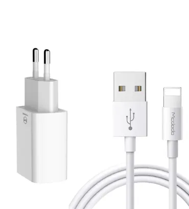 تصویر شارژر دیواری مک دودو مدل CH-6720 با کابل USB به lightening (دو پورت)