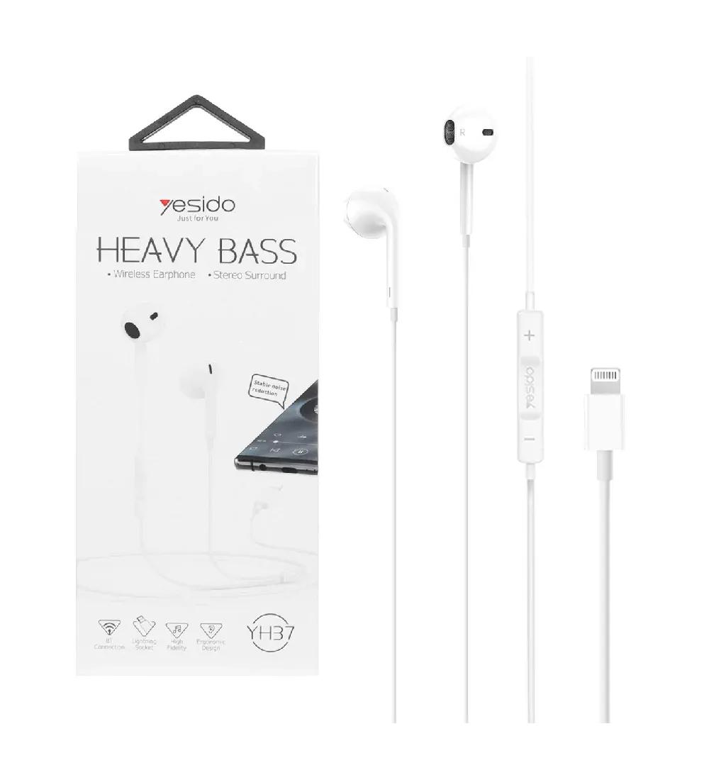 تصویر  هندزفری با سیم یسیدو مدل YH37 با پورت آیفون