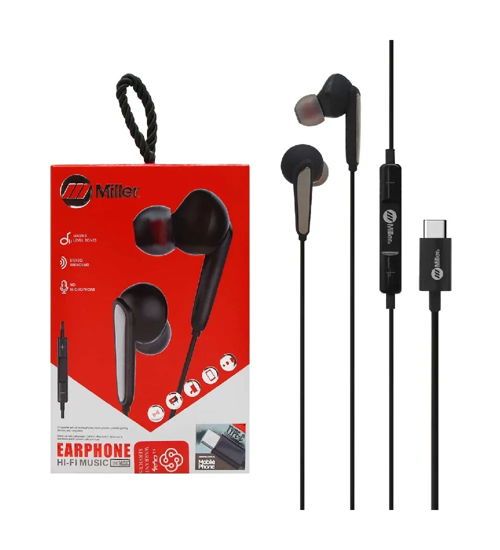 تصویر  هندزفری با سیم میلر مدل MH-132 با پورت Type-C