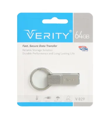 تصویر  فلش مموری وریتی مدل V829 ظرفیت 64 گیگابایت نقره ای