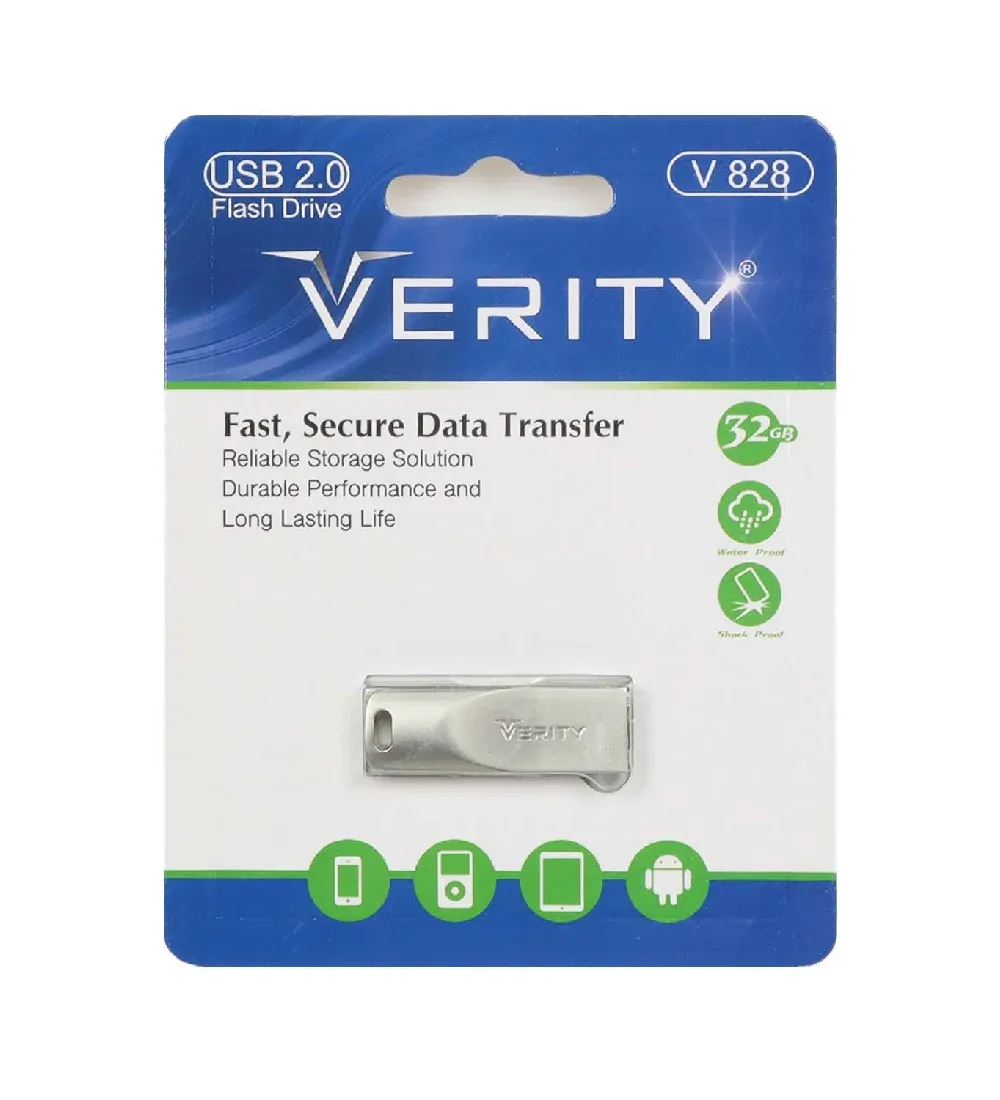 تصویر  فلش مموری وریتی مدل V828 ظرفیت 32 گیگابایت نقره ای
