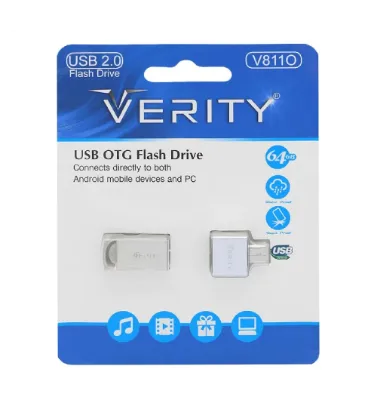 تصویر  فلش مموری وریتی مدل V8110 USB2.0 +تبدیل OTG-64GB